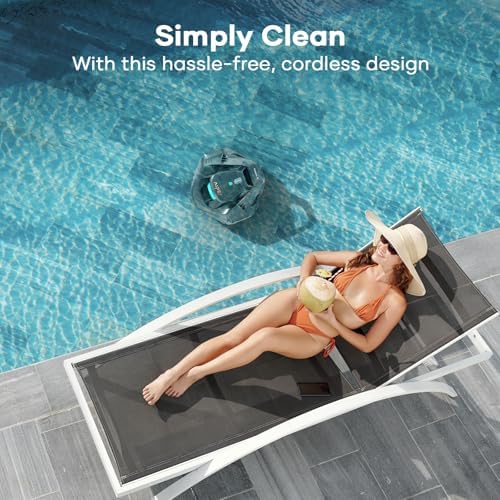 AIPER Cordless Robotic Pool Cleaner, Pool Vacuum Lasts 90 Mins, LED Indicator, Self-Parking, Ideal for Above-Ground Flat Pool up to 860 sq.ft.