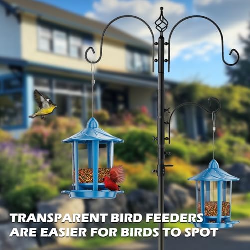 Birdream 2 Pack Bird Feeders for Outdoor Hanging, Classic Castle Design Fun Assembly Bird Feeder, Attracting Wild Birds Cardinals Goldfinches Chickadees Finches Sparrows - Blue