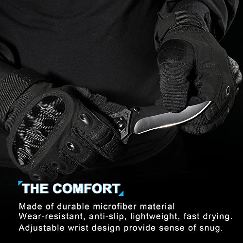 WTACTFUL Touchscreen Motorcycle Tactical Gloves for Men for Airsoft Paintball Cycling Motorbike MTB Bike ATV Hunting Hiking Riding Work Outdoor Sport Work Gloves Black Small