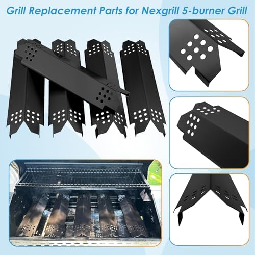Replacement Parts Kit for Nexgrill 5-Burner 720-0888 720-0888N 720-0888A, 4-Burner 720-0830H 720-0830, Cooking Grate, Grill Heat Shield and Burner Kit for Nexgrill Replacement Parts