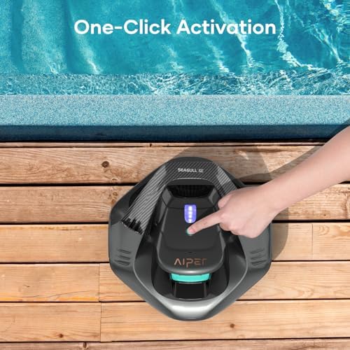 AIPER Cordless Robotic Pool Cleaner, Pool Vacuum Lasts 90 Mins, LED Indicator, Self-Parking, Ideal for Above-Ground Flat Pool up to 860 sq.ft.
