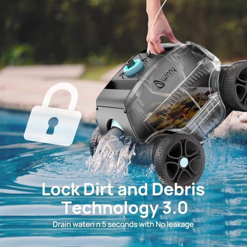 Cordless Robotic Pool Cleaner for Above Ground Pools, 130-Mins Runtime Pool Vacuum with Self-Parking & 1300 Sq. Ft Coverage, Powerful Suction & 6600mAh Battery for Longer Lifespan (White&Blue)