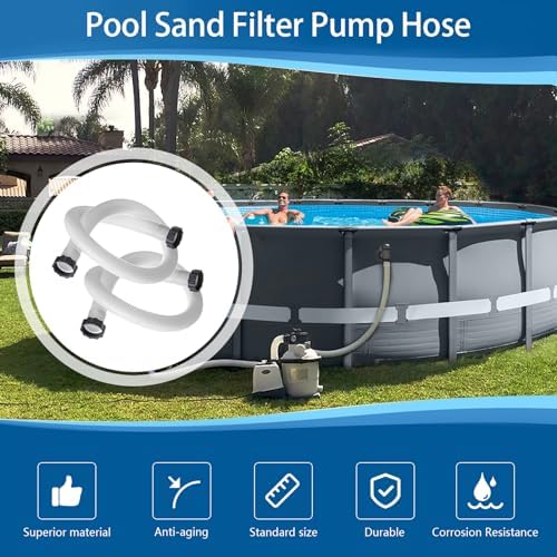 1.5" Pool Pump Hose for Coleman Intex, 1.5 inch Pool Hoses for Above Ground Pools 29060E Pool Filter Hoses for Sand Filter Pumps & Saltwater Systems, 59" Long Replacement Hoses (2 Pack)