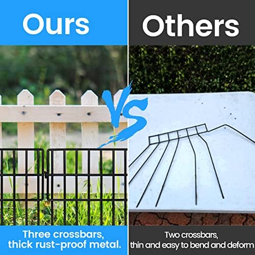 10 Pack Animal Barrier Fences, 1.5" Gap No Digging Garden Fence Panels, Metals Black Deterrent Fence for Dogs Rabbits, Decorative Fence for Outdoor Landscape Patio Total 10 ft(L)×16 in(H)