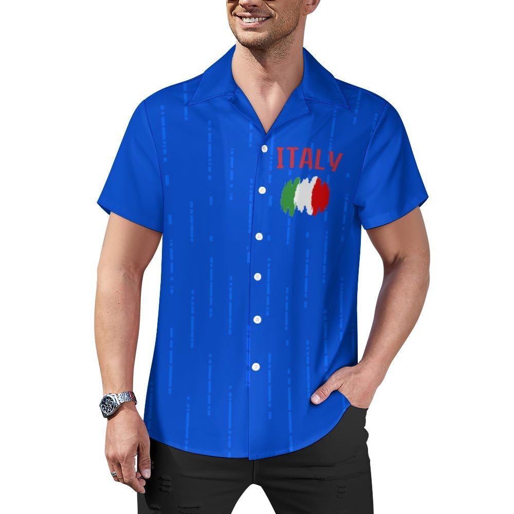 Custom 2024 Italy Soccer Cuban Neck Shirt Hawaii Short Sleeve Personalized Name Number for Men Sports Gift
