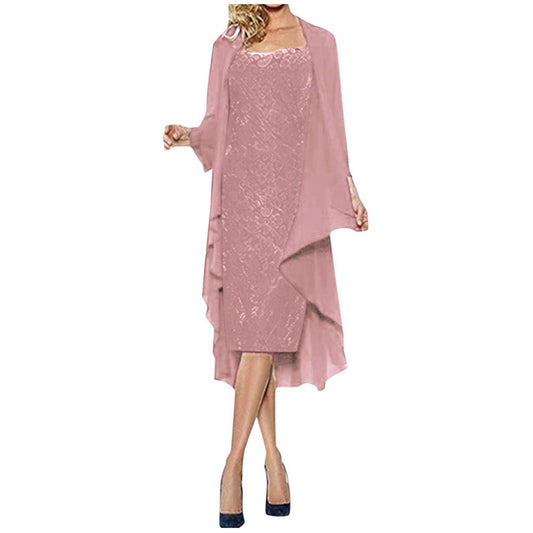 Aniywn Women Plus Size Two Piece Long Sleeve Party Dress
