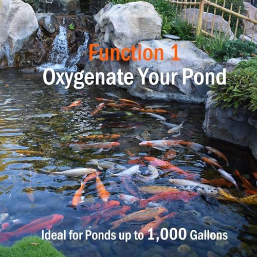 All-in-One Pond Aerator for Outdoor Ponds, Flow Adjustable Pond Air Pump Aeration Kit with Airline Tubing Air Stones Check Valves