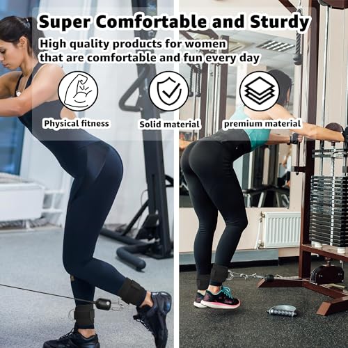 Anemeeoke Fitness Ankle Straps for Cable Machine, Kickbacks Glute Workouts, Lower Body Exercises, Adjustable Leg Straps with Neoprene Padding Men Women(Black)