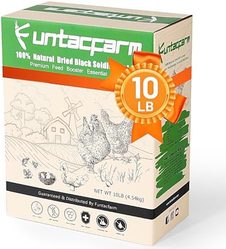 10LB Dried Black Soldier Fly Larvae for Chickens, High Protein Chicken Feed Superior to Meal Worms for Wild Birds & Chicken Treats for Laying Hens