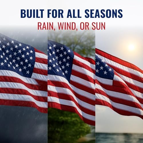 American Flags for Outside - 3x5 USA Flag With Embroidered Stars & Sewn Stripes – Heavy Duty UV Treated Polyester (Tougher Than Nylon), 70% More Fade Resistant