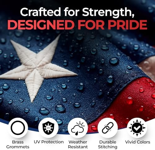 American Flag for Outside Heavy-Duty US Flag with Embroidered Stars Reinforced Nylon USA Flag Built for Outdoors Sewn Stripes UV Protection Brass Grommets (3x5 ft)