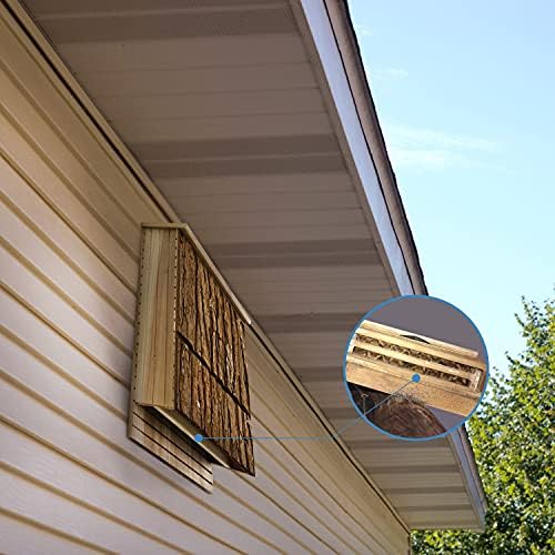 Bat House Outdoor Bat Habitat, Real Bark Finish, 2 Chamber