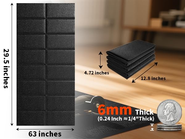 Bike Mat Compatible with Peloton Bikes, Treadmill Mat, Ellipticals, 63“ × 30”, Heavy-Duty, Non-Slip Mat for Exercise Bike, 1/4" Thick, Under Mat Protect Hardwood Floor Carpet