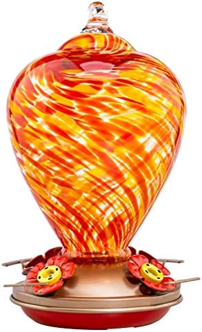 Muse Garden Hummingbird Feeders for Outdoors Hanging, Blown Glass Hummingbird Feeder, Hummingbird Gifts for Mom, Garden Backyard Decor for Outside, Unique Gifts Idea for Women, 34OZ, Daylight