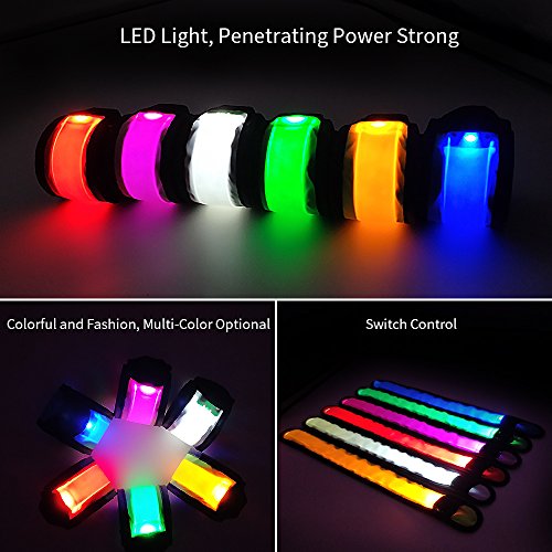 esonstyle Pack of 6 LED Light Up Band Slap Bracelets Night Safety Wrist Band for Cycling Walking Running Concert Camping Outdoor Sports (6 Pack)