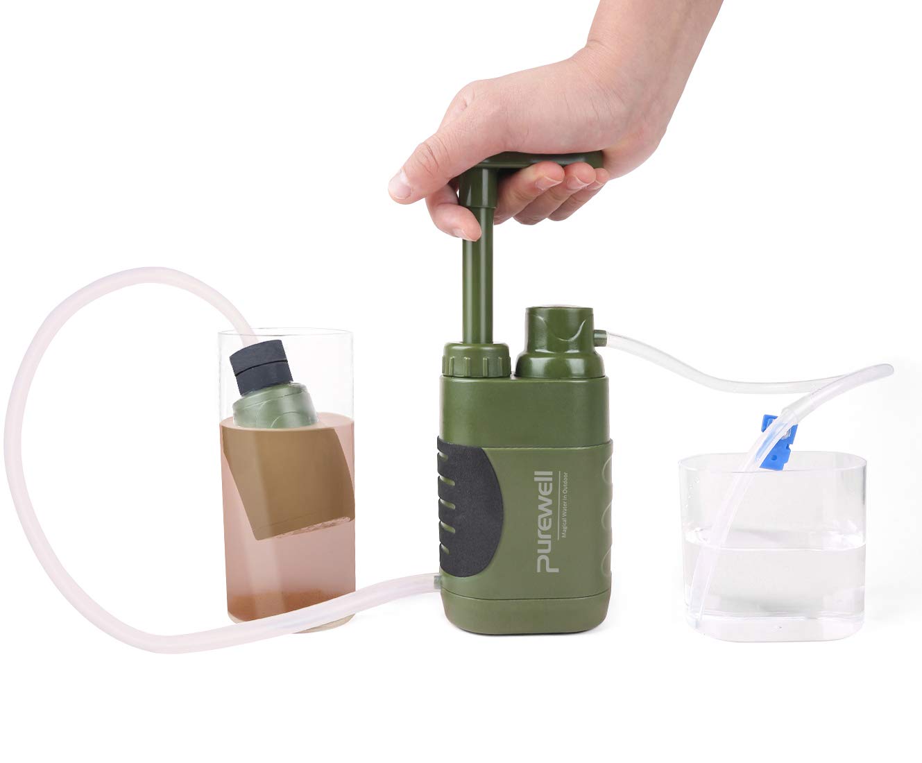 Purewell Replaceable Pre-Filter for Portable Filtered Water Purifier - Emergency Water Filter Pump with 4-Stage Integrated Filter for Camping Hiking Backpacking