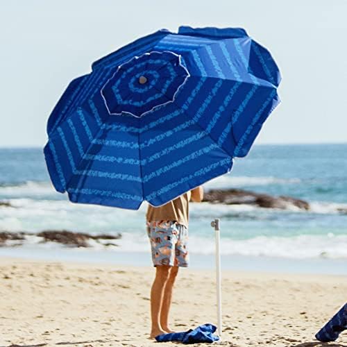 AMMSUN 7 Foot Heavy Duty HIGH Wind Beach Umbrella with sand anchor Vent Tilt Portable Sun Shelter, UV 50+ Sun Protection Outdoor Sunshade Umbrellas Carry Bag for Patio Garden Pool Backyard Multicolor
