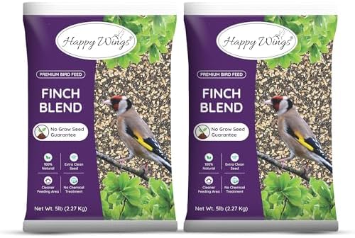 Finch Blend Bird Food, Mix of Sunflower Hearts/Kernels and Nyjer Seed, 10 Pounds- 5 Pounds Combo Pack of 2 | No Grow Seed for Wild Birds