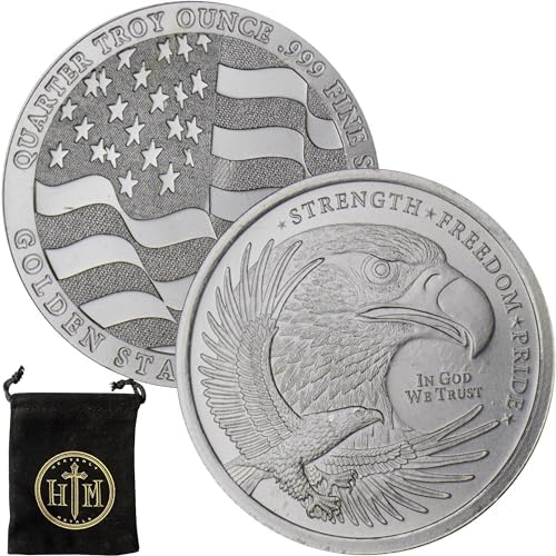 1/4 oz Bald Eagle Silver Round in Heavenly Metals Pouch