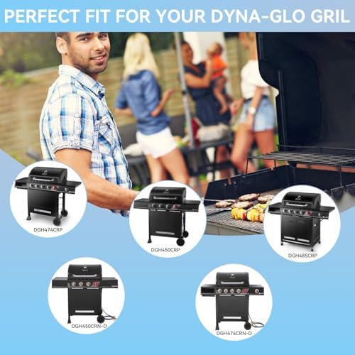 Grill Replacement Parts for Dyna-Glo 5 Burner DGH485CRP, DGH474CRP, DGH483CRP, 4 Burner DGH450CRP, Grill Repair Kit for Revoace GBC1793W Grill, 70-02-411 Grill Heat Plates Tent, Burner Tubes