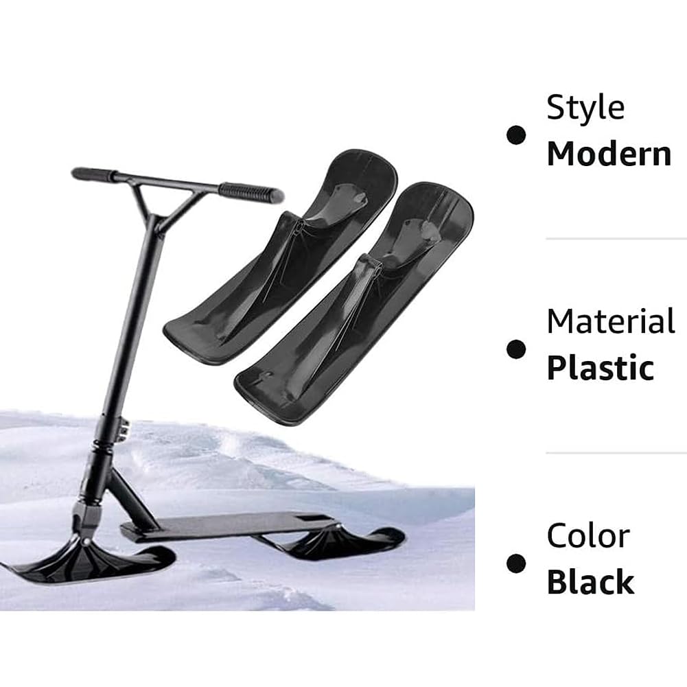 1 Pair of Snow Scooter Ski Sled, Snow Sled Ski Scooter Conversion Kit Ski Board Sleigh Accessories Outdoor Sports Winter Scooter Sled Ski Attachment for Kids Ski Skate Board Sled Accessories