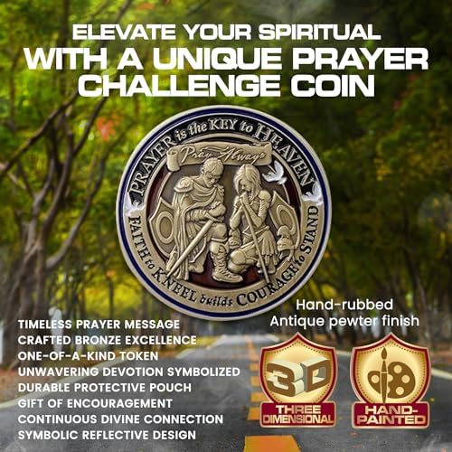 & Emblem - Prayer Challenge Coin: Faithful Armor of God, Spiritual Journey Keepsake, Antique Finish, Hand-Painted Colors, Inspirational Gift for Christians, Collectible Commemorative Token