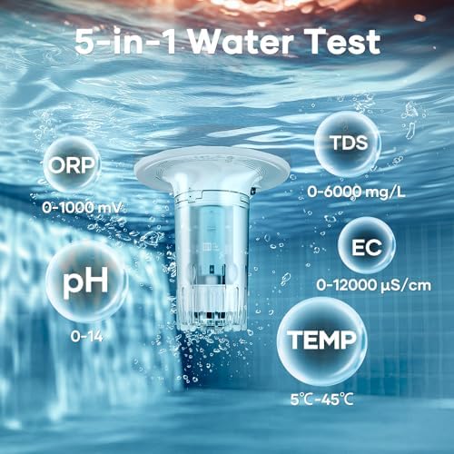 AIPER HydroComm Smart Pool Monitor, 24/7 Digital Water Testing for Pools, Hot Tubs & Spas, 5-in-1 Accurate Testing, App Control, Customized Optimization Tips, White