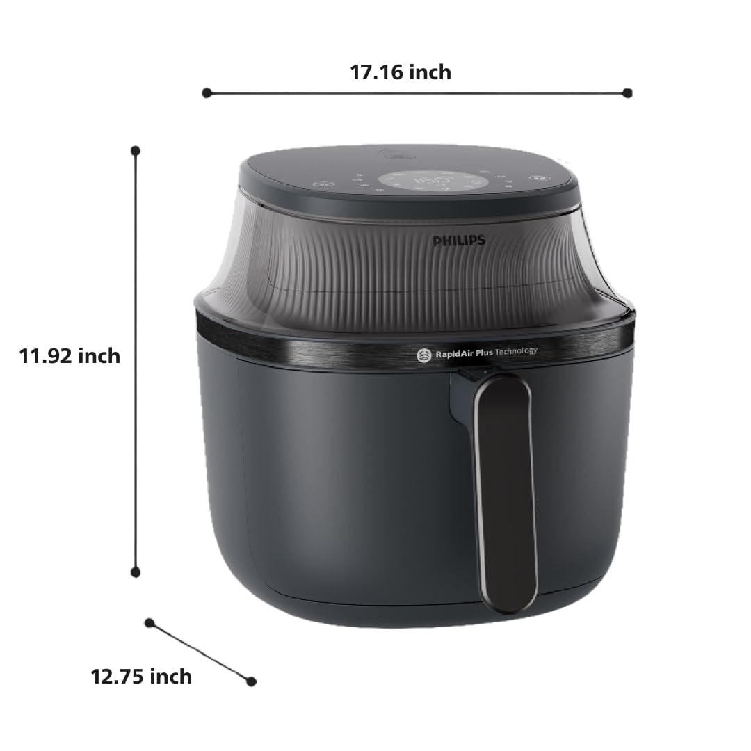 Philips Air Fryer 3000 Series 6.5qt, Cooking Window, 16-in-1 Air Fryer, RapidAir Plus Technology, Fat Removal, HomeID Recipe App, Easy to Clean (NA330/00)