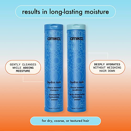 amika hydro rush intense moisture conditioner with hyaluronic acid, 1000ml