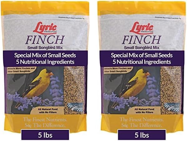 Lyric Finch - Small Songbird Wild Bird Seed - Attracts Goldfinches, House Finches, Purple Finches & More - 5 lb. Bag (Pack of 2)