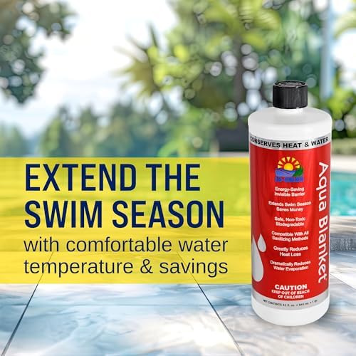 Aqua Blanket - The Liquid Solar Blanket for Pools and Energy Saving Liquid Pool Cover, Non-Toxic and Safe Pool Evaporation Prevention, Greatly Reduces Heat and Chemical Loss AB009-12 (32 Oz)