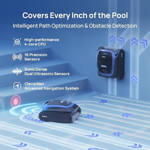 (2025 Upgrade) Beatbot AquaSense 2 Cordless Robotic Pool Vacuum Cleaner, Smart Surface Parking, Double-Pass Waterline Scrubbing, Cleans Floor, Walls and Waterline, Light Blue