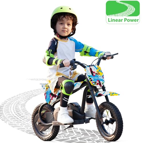 TOBBI Kids Dirt Bike 24V Electric Toddler Motorcycle w/3-Speed Modes, Max Weight 143LBS, Up to 13MPH Off-Road Motor Bike for Children with Dual Brakes, LED Power Display