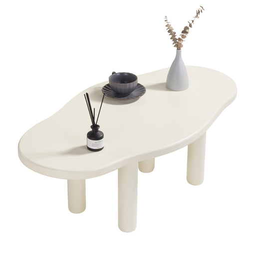 ANTJUMPER Cloud Coffee Table - Cute Coffee Table - Irregular Shape Coffee Table with 4 Legs - Modern End Table for Living Room,Apartment,Bedroom,Easy Assembly-White