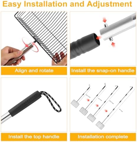 10 Inch Large Chicken Poop Scooper, 5 in 1 Chicken Coop Scoop with 22" to 67" Adjustable Stainless Steel Handle, Litter Sifting Shovel for Chicken Coop, Farm, Sheep Pen, Cat Litter, Stable Cleaning