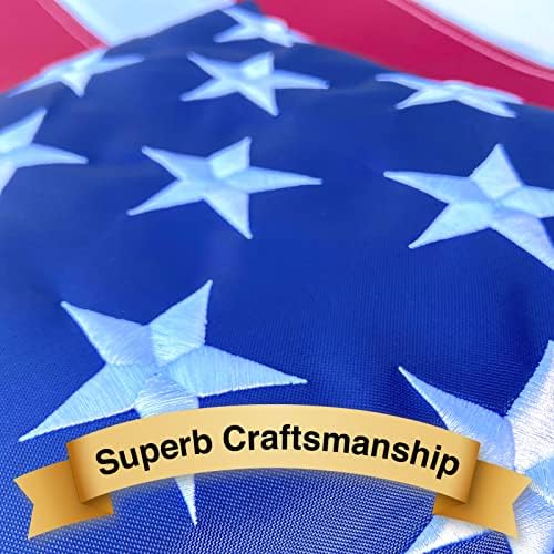 American Flag 3X5 FT Pole Sleeve Banner Style Embroidered Stars, Sewn Stripes, Heavy Duty Durable Polyester USA US Flag Outdoor Indoor Flags (Pole NOT Included)