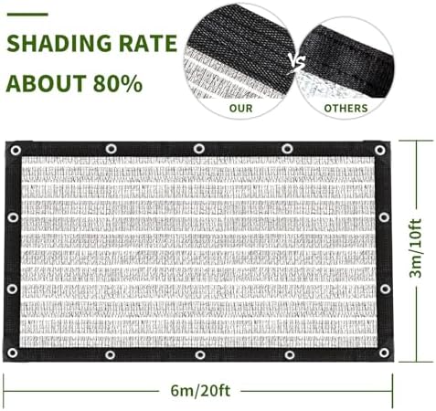 Aluminum-Shade Cloth 10x20',Reflective 80% Aluminum Shade Cloth-for Car Garden,Outdoor Pergola,Lawn.Aluminum Sunblock Neting with Edges and Holes,Silver Heat Reflective Tarp