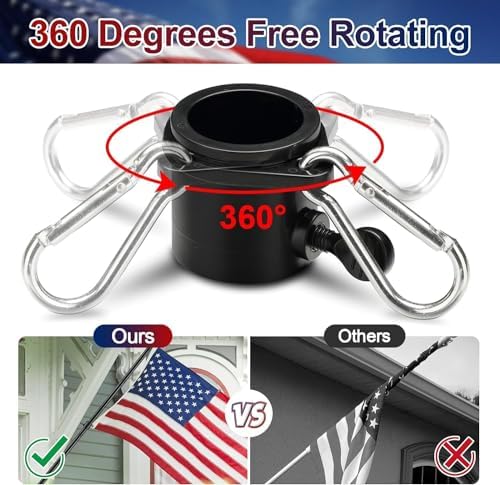 American Flag with Pole - Includes 6ft Heavy Duty Flag Pole Holder for Outside House,3x5 Embroidered US Flag and Wall Mount Bracket,Tangle Free Flagpoles Kit for Porch,Fence,Outdoor