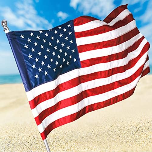 American Flag 3X5 FT Pole Sleeve Banner Style Embroidered Stars, Sewn Stripes, Heavy Duty Durable Polyester USA US Flag Outdoor Indoor Flags (Pole NOT Included)