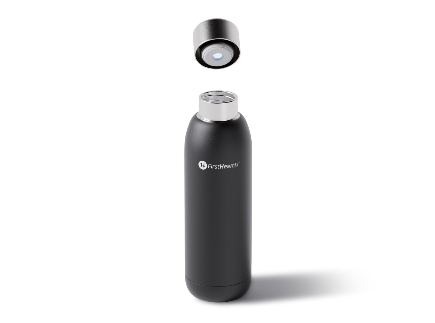 FIRSTHEALTH UV Self Cleaning and Water Purifying Bottle -18 Ounce Insulated Rechargeable Stainless-Steel Tumbler, Reusable, Kills 99.9% of Germs, Bacteria. Keeps Hot for 12-HR or Cold for 24-HR