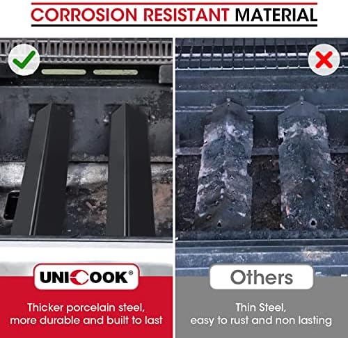 Unicook 7635 15.3 Inch Flavorizer Bars for Weber Spirit I & II 200 Series, Spirit E/S 210 and 220 Grills, Porcelain Grill Heat Plate Replacement Parts for Weber GS4 Grill Parts, Burner Covers 3 Pack