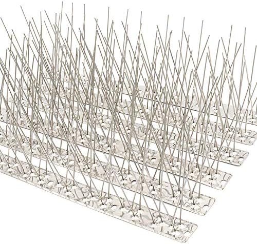 Bird Spikes for Pigeons 304 Stainless Steel Small Birds Anti Bird Spike Metal Bird Deterrent Spikes Fence Spikes Cover 25 Feet (23 Pack Uninstalled)