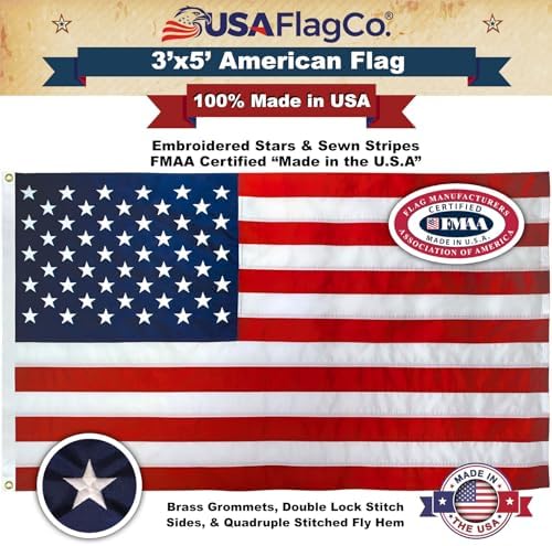 American Flags for Outside 3x5 - USA Flag Co. American Flag Made in USA: Embroidered Stars and Sewn Stripes
