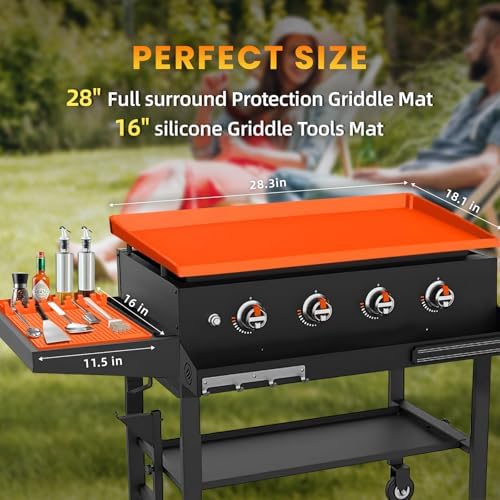 28" Blackstone Silicone Griddle Cover and 16" Blackstone Griddle Accessories | Comprehensive Protection | Thick & Durable | Reusable & Premium Food-Grade Silicone Grill Mat | from Dirt & Rust
