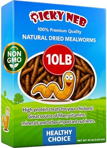 Dried Mealworms 100% Non-GMO 10 Lb - Mealworms for Birds, Chickens, Ducks - Perfect High-Protein Treats - Whole Large Meal Worms, Dried for Chickens and Bluebird Food Bulk