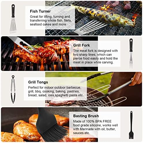 39PCS Griddle Accessorie Kits, Outdoor Grilling Tools for Blackstone and Camp Chef, Stainless Steel BBQ Accessorie Grill Spatula Set With Basting Cover Chopper, Scraper, Bottle, Tongs, Egg Mold