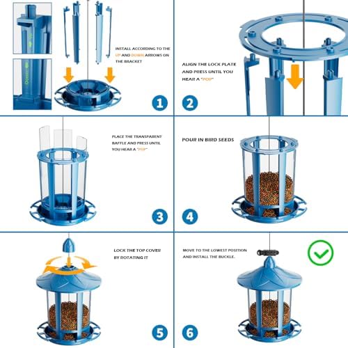 Birdream 2 Pack Bird Feeders for Outdoor Hanging, Classic Castle Design Fun Assembly Bird Feeder, Attracting Wild Birds Cardinals Goldfinches Chickadees Finches Sparrows - Blue