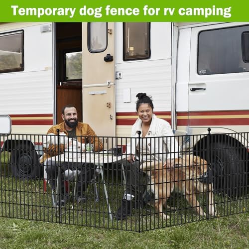 10 Panels No Dig Decorative Outdoor Garden Fence for Yard, 32 in(H) X 23.6 ft(L) Animal Barrier Fencing Rustproof Metal Wire Panel Border for Dog, Rabbits, and Patio Temporary Ground Stakes