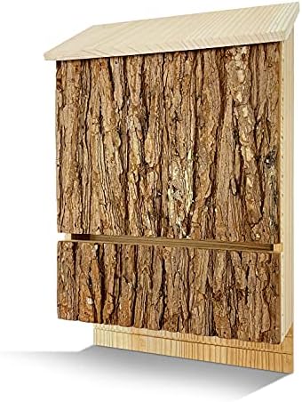 Bat House Outdoor Bat Habitat, Real Bark Finish, 2 Chamber