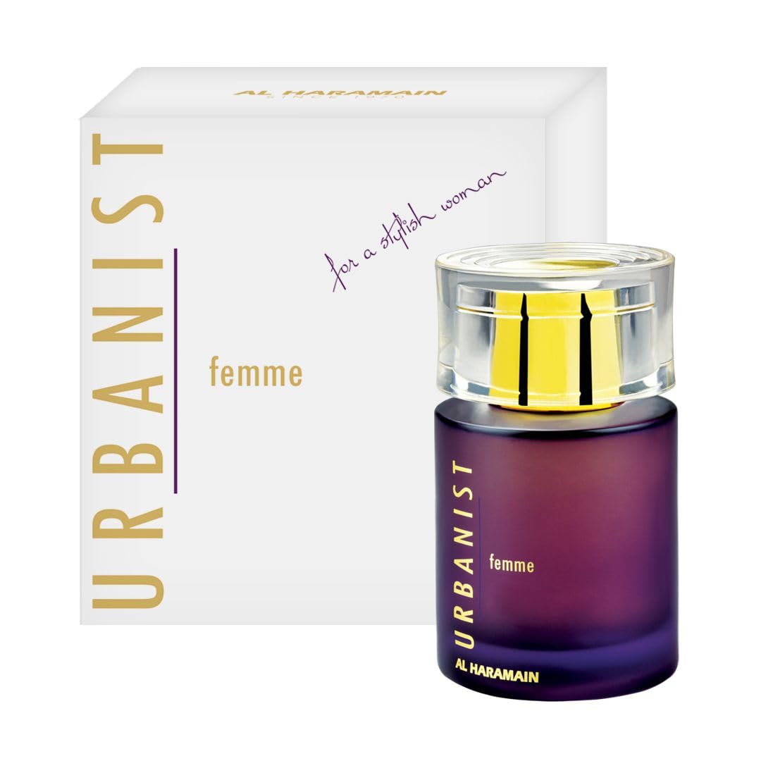 Al Haramain Urbanist Femme - Arabian Perfume for Women - Long Lasting Floral Fragrance with Notes of Pineapple, Apple, Lemon, Jasmine, Musk, Patchouli, Amber - Arabic Eau de Parfum - 3.3 oz EDP Spray